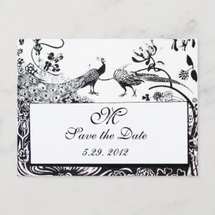 LOVE 結婚 BIRDS MONOGRAM白黒 ポストカード
