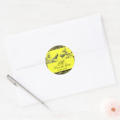 LOVE 結婚 BIRDS MONOGRAM白黒 ラウンドシール (封筒)