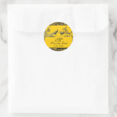 LOVE 結婚 BIRDS MONOGRAM白黒 ラウンドシール (バッグ)