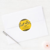 LOVE 結婚 BIRDS MONOGRAM白黒 ラウンドシール (封筒)