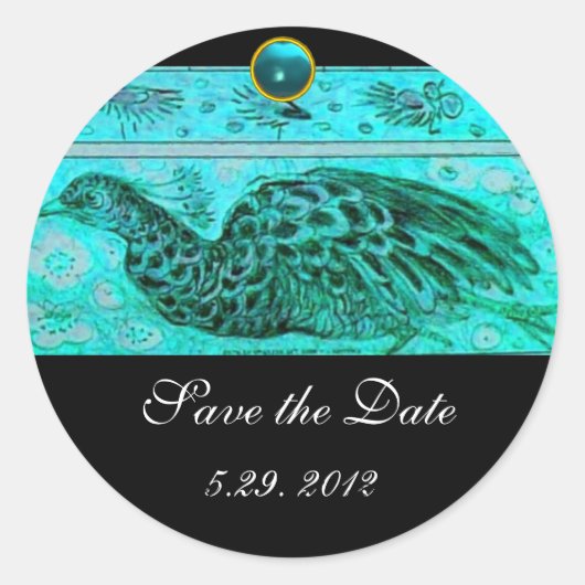 LOVE 結婚 PEACOCKブラックブルーアクアマリン ラウンドシール (正面)