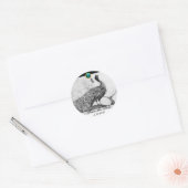 LOVE 結婚 PEACOCK白い黒の青いアクアマリン ラウンドシール (封筒)