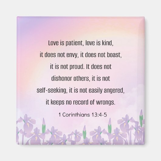 LOVE -聖なる書物、 経典、1コリント13 4-5, マグネット (正面)