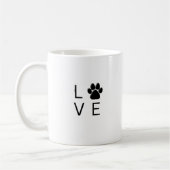 「LOVE」肉球プリント 白い犬好きコーヒー コーヒーマグカップ (左)