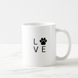 「LOVE」肉球プリント 白い犬好きコーヒー コーヒーマグカップ