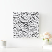 LOVE – 言語 – カ数々のスタマイズ可能国際的 スクエア壁時計 (ホーム)