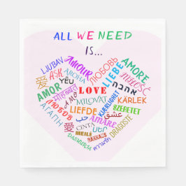 LOVE – 言語 – 数々のカスタマイズ可能国際的 スタンダードランチョンナプキン