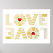 "LOVE"逆さまな言葉と赤いハート 箔ポスター (正面)