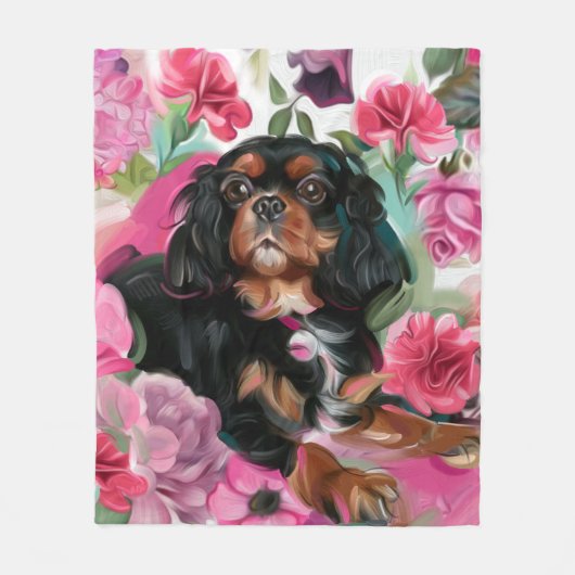 「LOVE」黒とタンカバリエ毛布（中） フリースブランケット (正面)