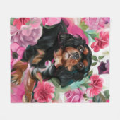 「LOVE」黒とタンカバリエ毛布（中） フリースブランケット (正面(横))