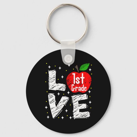 Love 1st Grade Apple Fun Ck To School Teacher Gift キーホルダー (正面)