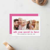 LOVE 2フォトバレンタインデーPINK ノートカード (正面/裏面インサイチュ)