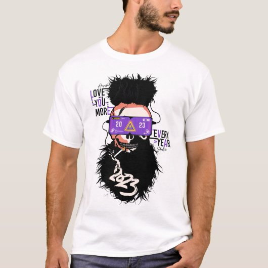 love 2023 Tete de mort punk hipster skull lunette  Tシャツ (正面)