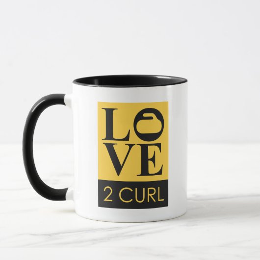 LOVE 2 CURLコーヒーマグ – 黄色/木炭 マグカップ (左)