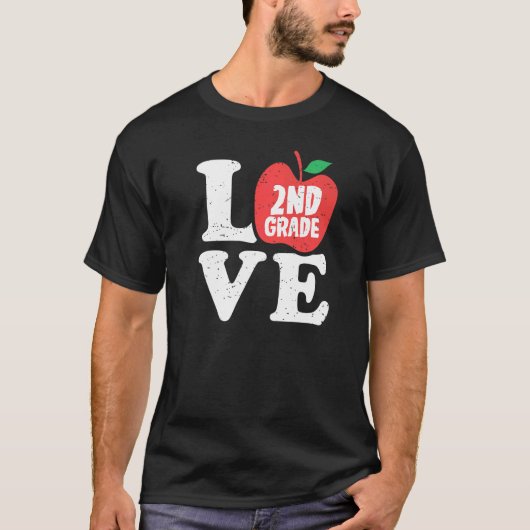 Love 2nd Grade Apple Second Grader Student Teacher Tシャツ (正面)