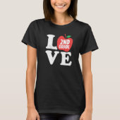 Love 2nd Grade Apple Second Grader Student Teacher Tシャツ (正面)