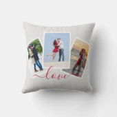 Love 3 Photo Collage with Red Script クッション (裏面)