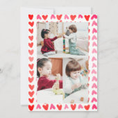 LOVE 3 Photo Valentines Day Card in Red & Pink 招待状 (裏面)