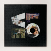 LOVE - 4カップル/家族フォトコラージュ黒無地の色 ジグソーパズル (横)