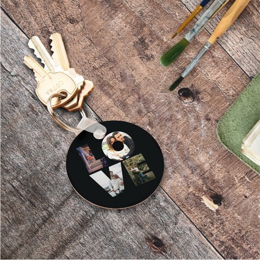 LOVE - 4カップル/家族フォトコラージュTeplate キーホルダー