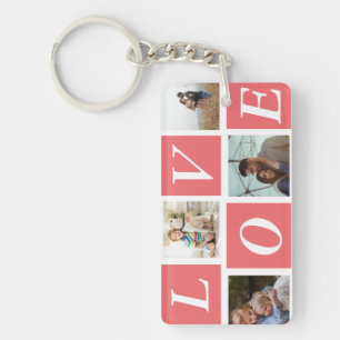Love 4フォトコラージュKeychain -カスタムハート – シェイプ キーホルダー