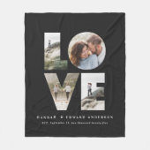 Love 4フォトシンプルモダンの贈パーソナライズされたり物箱 フリースブランケット (正面)