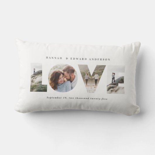Love 4フォトシンプルモダンギフトパーソナライズされたサービ ランバークッション (裏面)