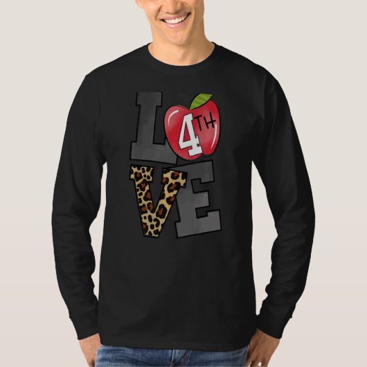 Love 4年生Apple Leopard学校初日F Tシャツ (正面)