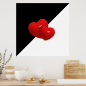 love-489522白黒三角形赤いハートbackgr ポスター (キッチン)