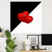 love-489522白黒三角形赤いハートbackgr ポスター (ホームオフィス)