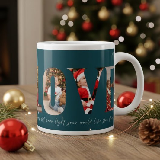 Love 4 photo modern minimal personalised gift coff ジャンボコーヒーマグカップ