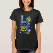 LOVE 4th Grade Hanukkah Dreidel Menorah Teachers S Tシャツ (正面)