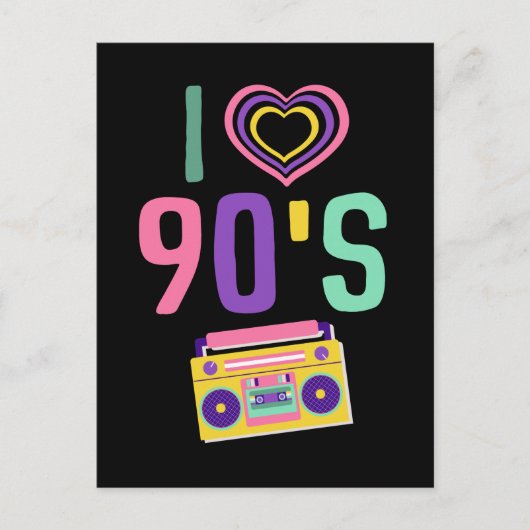 Love 90s Radio Music Discoレトロ1990s ポストカード (正面)