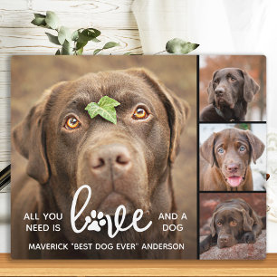 LOVE & a DOG パーソナライズされた Lover Photo Collage フォトプラーク