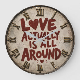 Love Actually Is All Around Romantic Quote ラージ壁時計