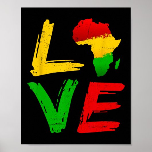 Love Africa Black History Month African American J ポスター (正面)