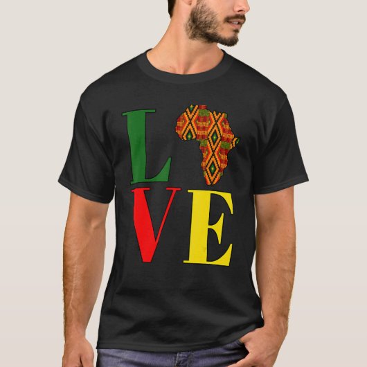 Love Africa Kente Afrocentric Black History Month  Tシャツ (正面)