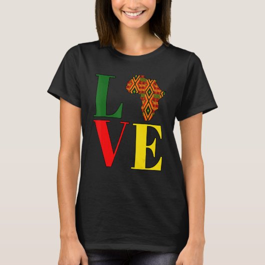 Love Africa Kente Afrocentric Black History Month Tシャツ (正面)