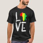 LOVE Africa Map Black History Month African Pride  Tシャツ (正面)