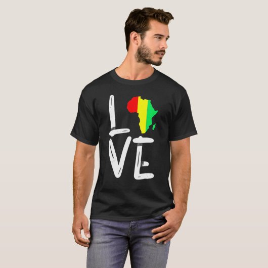 LOVE Africa Map Black History Month African Pride  Tシャツ (正面フル)