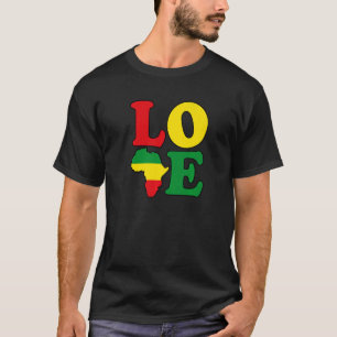 Love Africa Map With Pan African Colors Black Hist Tシャツ