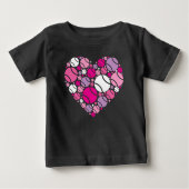 Love all - cute tennis heart toddler ベビーTシャツ (正面)