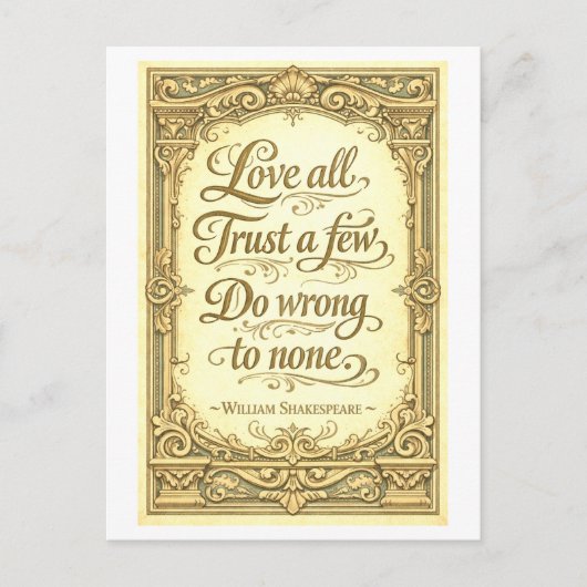 "Love All, Trust a Few" Shakespeare ポストカード (正面)