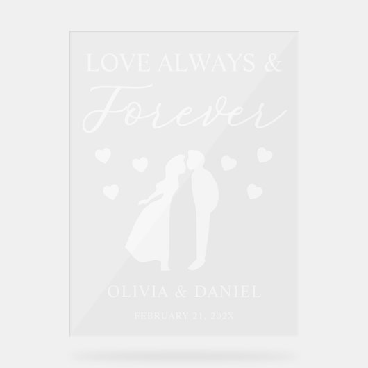 Love Always & Forever Personalized Wedding アクリルサイン (正面)
