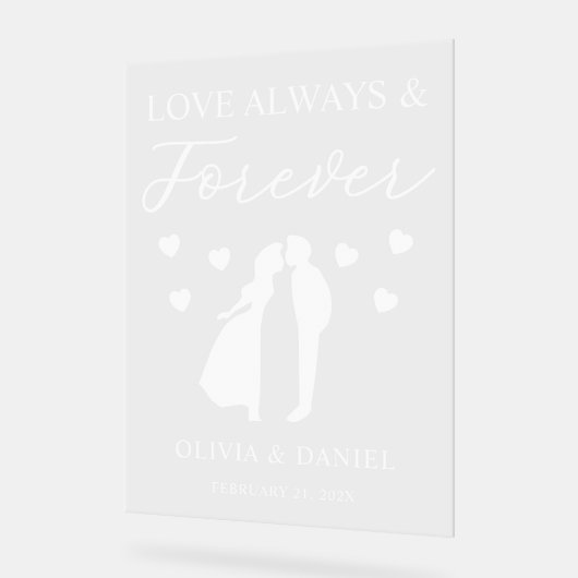 Love Always & Forever Personalized Wedding アクリルサイン (傾斜)