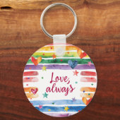 Love Always Rainbow Sticker, Watercolor Heart キーホルダー (正面)