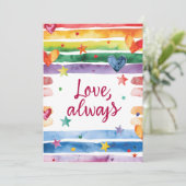 Love Always Rainbow Sticker, Watercolor Heart 招待状 (スタンド正面)