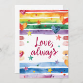 Love Always Rainbow Sticker, Watercolor Heart 招待状 (正面/裏面)