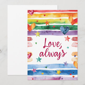 Love Always Rainbow Sticker, Watercolor Heart 招待状