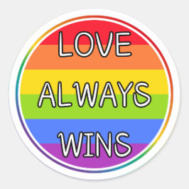 Love Always Winsステッカー、プライド、LGBTQ+ステッカー ラウンドシール